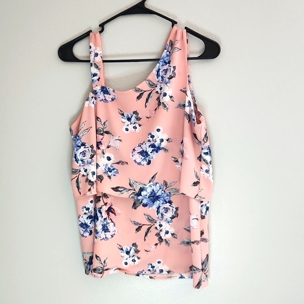 FAITH and Joy Pink Floral Sleeveless Top Size Medium